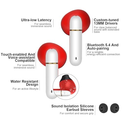 Jekasy 2 Pack Wireless Earbuds for Kids,Comfortable Wireless Earphones Fit Ergonomic Design Ball Shape Ear Buds with Mic for Android iOS Cell Phone Computer Laptop — view 2