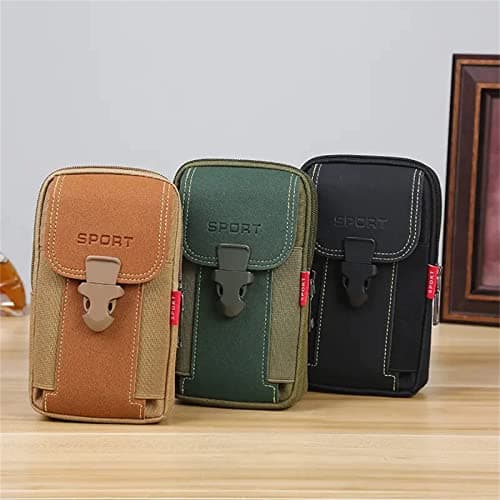 LAXIAY Men's Mobile Phone Sports Bag,Canvas Belt Bag Phone Wallet Purse,Outdoor Sports Bum Pouch Casual Mobile Phone Pocket (Khaki,B) — view 2