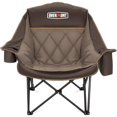 OVERMONT Oversized XL Camping Folding Chair for Adults - Khaki