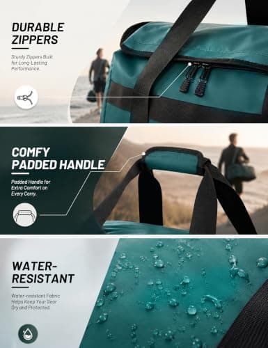 MIER Men's 60L Gym Duffle Bag Large Weekender Travel Duffel Backpack, Dark Teal, 25.5 inches x 13.3 inches x 11 inches, Casual — view 5