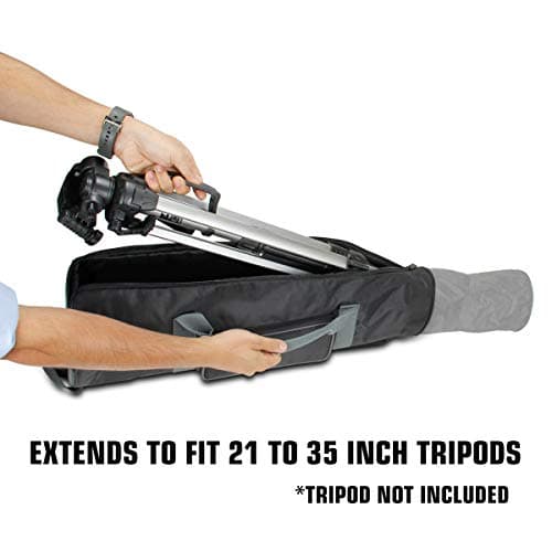 USA Gear Padded Tripod Case with Shoulder Strap, Adjustable Size Extension and Storage Pocket for Professional Camera Accessories and Photo Carrying Needs - Holds Tripod from 53 to 89 cm Folded — view 4