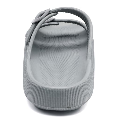 Waysoland Cloud Sliders Women Men Sandals with Adjustable Buckles,Shower Bathroom Non-Slip Quick Drying Open Toe Super Soft Comfy Thick Sole Sandals Indoor Outdoor(Grey,7/8 UK) — view 5