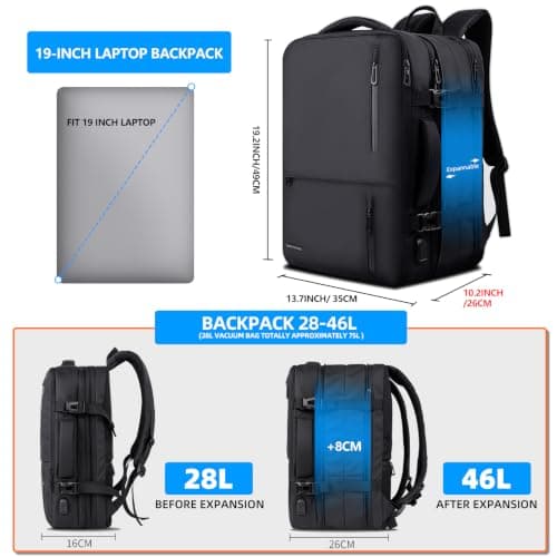 Vacuum Backpack Travel Bag: Vacuum Rucksack with Built-in Pump Expandable — view 3