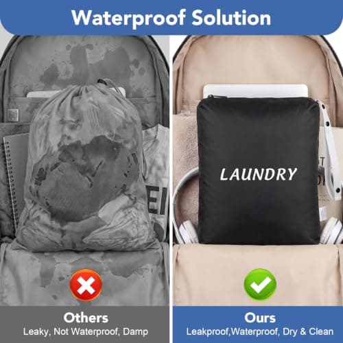 Dntorx 2 Pack Waterproof Travel Laundry Bags with Handle, Wet Bags 45x60cm — view 6