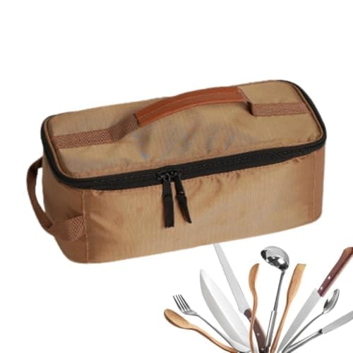 Camping Cookware Storage Bag 7.48inch Camping Utensils Storage Bag with Comfortable Handle For Picnic Barbecue Tableware Plates Pots Pans Pack Travel Carrier Crate