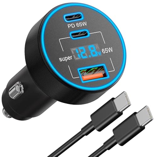 130W USB C Car Charger with Voltage Display, 3-Port Fast Cigarette Lighter