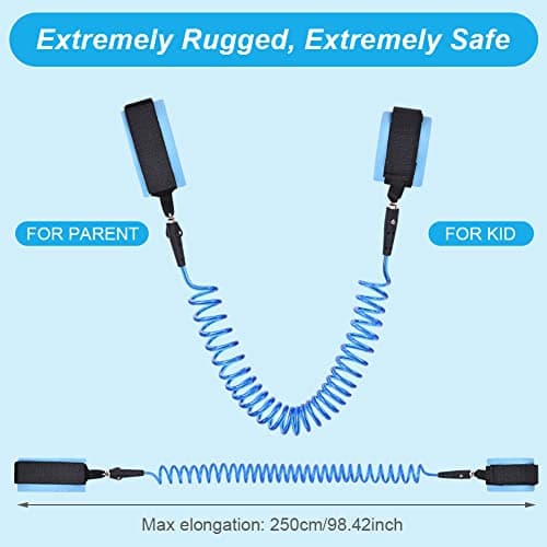 AOMIG Anti Lost Safety Wrist Link Belt, 2.5M Wrist Reins for Toddlers, Baby Reins Toddler Reins for Walking & Travel, Toddler Wrist Strap for Walking (Blue) — view 2