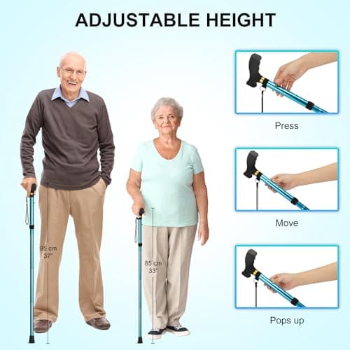 supregear Walking Stick for Women and Men, Collapsible, Lightweight, Sleek, Foldable Folding Walking Cane and Sticks for Seniors & Adults with Comfortable T-Handle — view 3