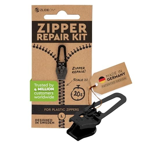 Zlideon Zipper Repair Kit for Plastic Zippers - 1pcs - Black (L/5)