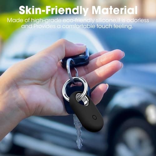 Smarttag2 Case, 4PCS Silicone Smart Tag 2 Case with Silver Keychain, Samsung Smart Tag 2 Case for Keys, Luggage, Pets (4PCS Black） (Deep Black) — view 5