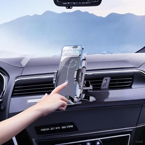 Zanbeel Car Phone Holder Dual Mount for Dashboard, Windscreen Air Vent 360° Rotation, Full Protection, One-Hand Operation, Long arm one button Release — view 2