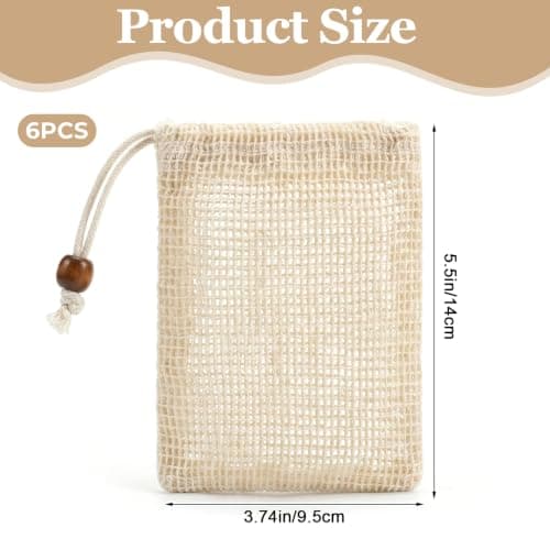 6 Pcs Soap Bag for Shower, Sisal Soap Bag — view 2