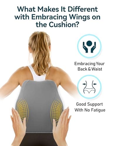 Travel Ease Ergonomic Lumbar Support Cushion, Memory Foam Back Support Cushion for Office Chairs with Skin-friendly Cover for Comfort (Grey) — view 2