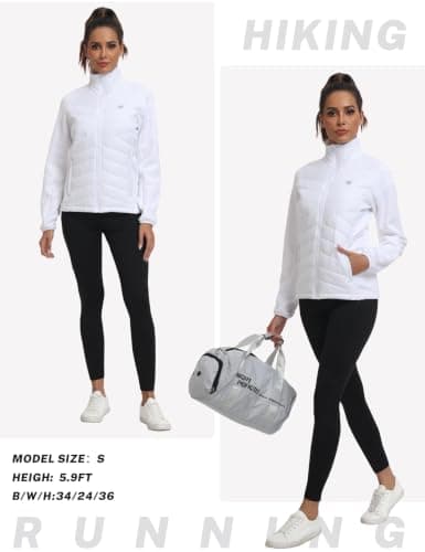MoFiz Womens Jackets Lightweight Quilted Hybrid Puffer Jackets White US L — view 6