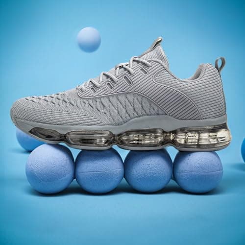 Men's Air Cushion Running Shoes Fashion Sneakers Non Slip Workout Casual Sport Cross Trainers Gym Training Comfortable Walking Shoes Grey — view 2