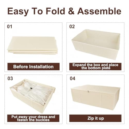 Wekuch Wedding Dress Storage Box – Large Wedding Dress Preservation Box 94L with Acid-Free Tissue Paper, Cedar Wood Blocks, White Gloves & Dust Bag for Bridal Gown Preservation (Gray) — view 6