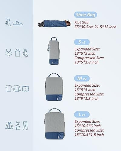 BAGSMART 6pcs Compression Travel Packing Cubes for Suitcases Backpack — view 2