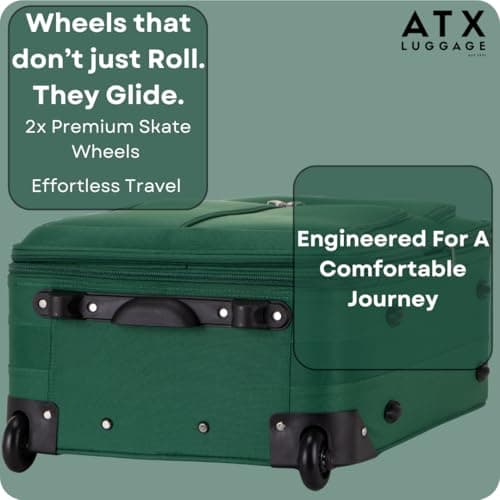 ATX Luggage 55x35x20cm Cabin Suitcase Super Lightweight Small Suitcase Approved for 100+ Airlines Including EasyJet, Ryanair, British Airways & Virgin Atlantic (Green, 48 Liter) — view 4