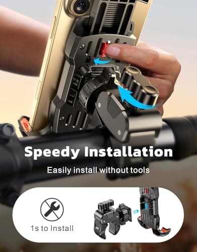 Rolgno Bike Phone Holder, [1s Release & 360° Rotate] Motorbike Phone Mount — view 3
