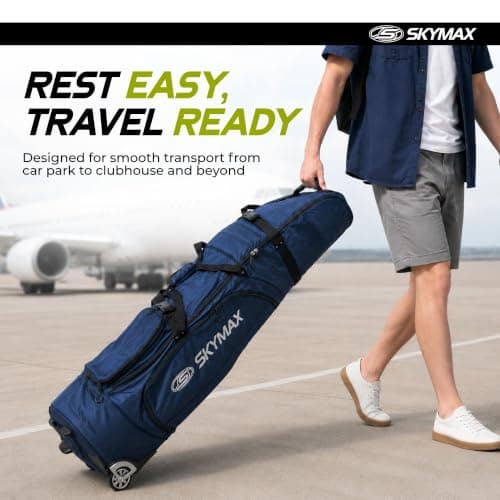 Skymax Deluxe Padded Wheeled Golf Travel Cover – Heavy Duty Golf Flight Bag with Wheels, Foam Padding & Compression Straps — view 6