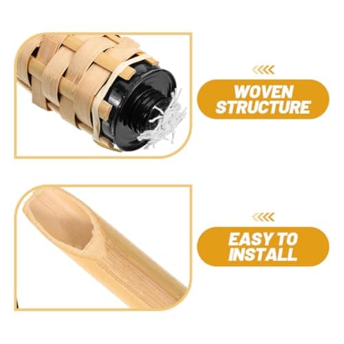 POPETPOP 4pcs Bamboo Torches Outdoor Oil Lanterns with Wick Windproof Garden Fire Torches for Camping Backyard Weddings Festivals Lightweight Natural Bamboo Pathway Lights — view 3