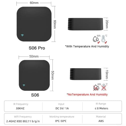 Hosrivae Smart WiFi Infrared Blaster Remote Controller for tuya App Supported 38KHz 8M Range Voice & DIY Learning Control For Indoor TV AC Fan(B) — view 4