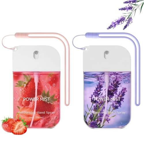 2PCS Mist Hydrating Hand Sani/tizer Spray,Mini Travel Size Pocket Hand Sani/tizer with Strawberry & Lavender Flavor,Portable H/and Saniti/ser Spray,Power Mist H/and Sa/nitizer for On-The-Go Cleansing