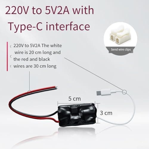 220V AC To 5V DC 2A Power Transformer Adapter Step Down Converter For Wireless Security Camera Monitoring System Household Electronics Supply(Type-C port) — view 4