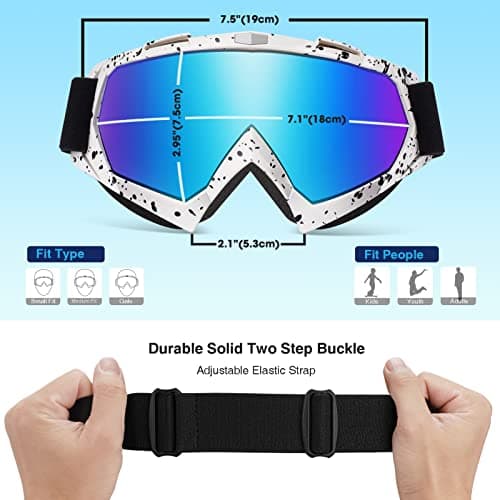 EasYoung Adult Ski Goggles, 2-Pack Snowboard Goggles for Youth, Teens, Men & Women, Wide View Snowmobile Goggles — view 6