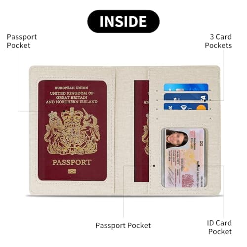 Cinocratic RFID Blocking Passport Holder Cover & Travel Wallet - PU Leather Organiser for Credit Cards, Boarding Pass and ID Cards | Travel Accessories for Men&Women (White) — view 2