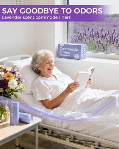 30 Pcs Bedside Commode Liners with Absorbent Pads, Tear-Free Leak-Proof Lavender Scented Commode Bags and Pads, Odor-Free Portable Toilet Liners & Potty Chair Poop Bags for Disposable Adult, Bedpan — view 5