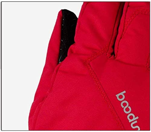 MU Waterproof Thermal Gloves Outdoor Skiing Five-Finger Wrist Long Section Built-in Waterproof Jacket Winter Ski Gloves Men and Women Winter,Red,Medium — view 2