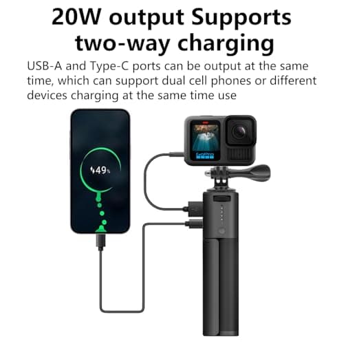 Suptig Handle Power Bank Mount 10000mAh Battery Comptible for Gopro, Canon, DJI Action, Insta 360, Phone, Sony, Kodak Digital Camera, Phone etc. — view 4
