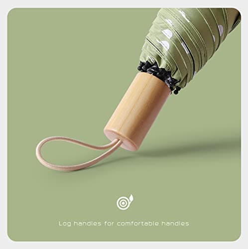 LXZSMH Folding Umbrellas, Windproof Travel Umbrella, Polka Dot Solid Wood Handle Compact Folding Umbrella, 8 Ribs UPF 50+ UV Protection, Men Women(Khaki) — view 6