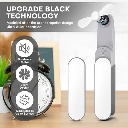 Venforze Mini Fan Handheld, 2 Speeds Rechargeable Quiet Fan[9-15 Working Hours], Portable Small Pocket Size Personal Hand Fan for Travel, Outdoor, Indoor and Easy Make up (White) — view 2
