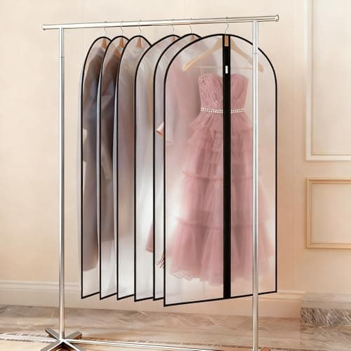 6 Pack Garment Bags, 47in PEVA Suit Bags Clothes Covers, Black Edge — view 5