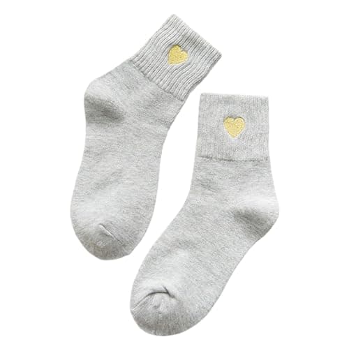 Gym Socks Womens- Fashion Solid Gold Short Socks Embroidered Socks Mid Calf Socks