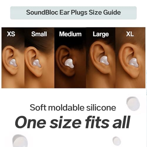 Soundbloc Earplugs™ - Ear Plugs for Sleep - Comfortable Custom Fit Noise Cancelling Reusable Soft Silicone, 27dB Sound Reduction - Swimming, Travel, Focus, Work. (Air, Small - Medium) — view 5