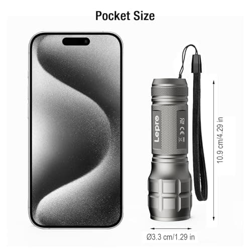 Lepro LE LED Torch Battery Powered, LE1000 Hand Camping Flashlight, 2 Packs — view 5