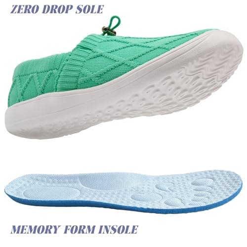 YOSFDC Women's Slip on Sneakers Women Tennis Comfortable Athletic Breathable Lightweight Walking Shoes for Gym, Work and Travel, Teal Green Wide, 3 UK — view 6