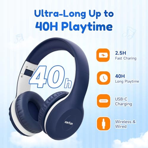 EarFun K2 Kids Headphones Wireless with Mic 45H Playtime, Volume Limit — view 6