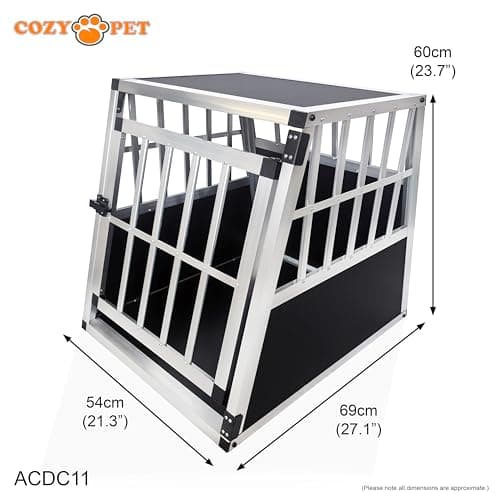 Cozy Pet Aluminium Car Dog Crate – 17 Sizes – Angled Car Boot Travel Cage – Lightweight Metal Dog Carrier - W 54 x D 69 x H 60cm ACDC11 — view 2