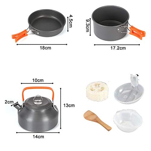 10 X Camping Cookware Portable Camping Cooking Cookware Set For Travel Picnic Hiking Bbq Outdoor — view 2