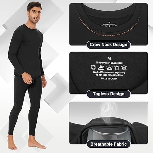 SIMIYA Mens Thermal Top Crew Neck Comfort Long Sleeve Tops — view 3