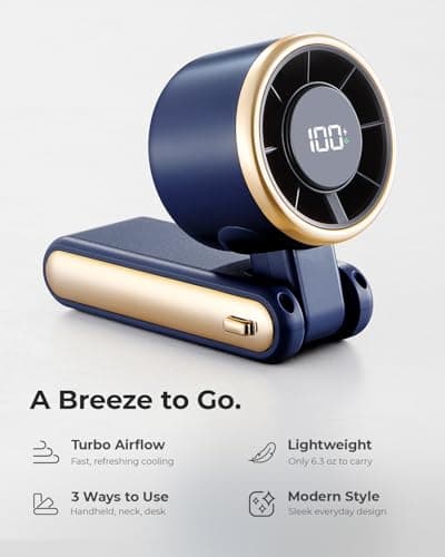 Bearwind Portable Handheld Turbo Fan, 5-Speed High Airflow, 4000mAh Battery — view 2