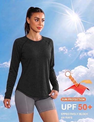 Gyabnw Womens Sports Top UPF 50+ Sun Protection Long Sleeve Quick Dry Black — view 4