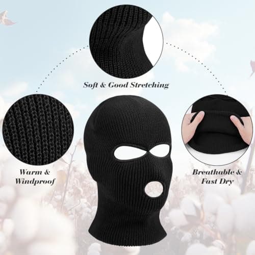 HAGOT 2 PCS 3 Hole Full Face Balaclava, Winter Knitted Balaclava, Ski Face Cover Unisex, Full Facecover for Outdoor Sports — view 2