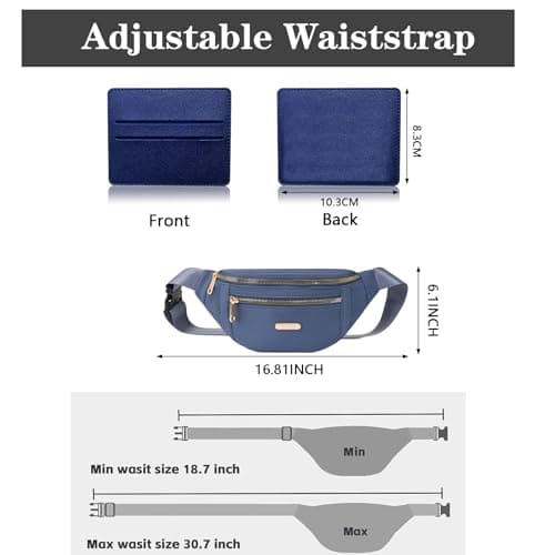 BAIYSFFG Fanny Pack Fashionable Waist Bag Unisex Fashion Waist Bag Casual Travel Bum Bag with 3 Zipper Pockets for Women Men Sports Running Hiking Jogging (Blue) — view 2