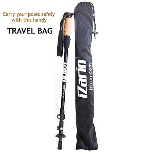 iZarin® Pair of Telescopic Aluminium Nordic Walking Poles Trekking Hiking Sticks with Carry Travel Bag & Extra Accessories Rubber Tips/Lightweight for Backpacking Mountaineering Climbing Men & Women — view 5