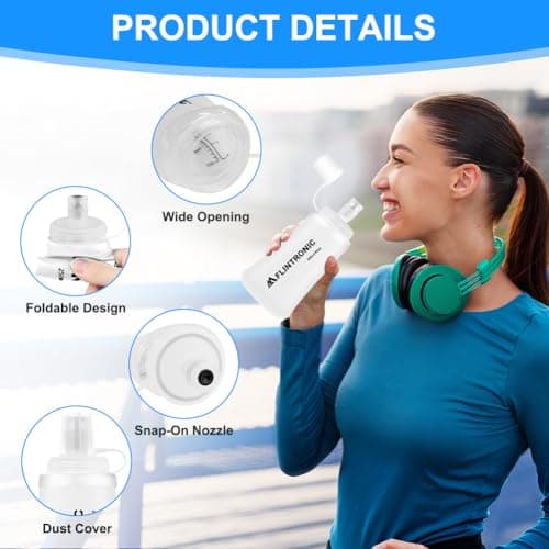 flintronic 2PCS Soft Flask TPU, 250ML Collapsible Water Bottle, Lightweight Running Soft Water Bottle for Unisex Hydration, BPA-Free, Leakproof Foldable Water Bottle for Running, Cycling, Climbing — view 3
